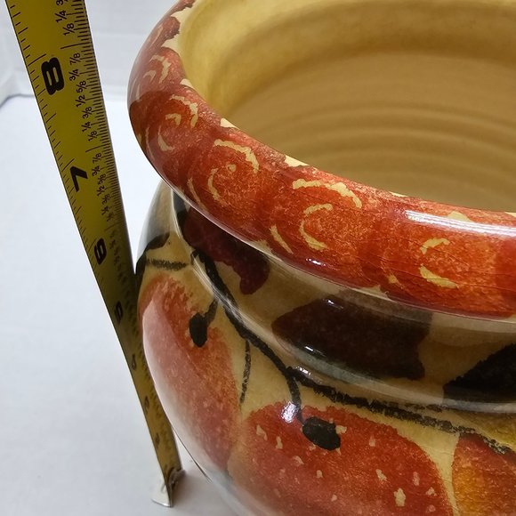 Italica ARS Hand Painted Pottery Ceramic warm orange Fruit Peach Vase Italy - Picture 15 of 16